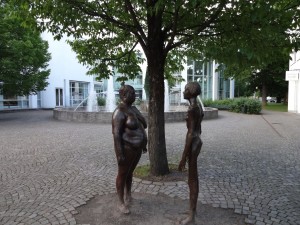 The city is littered with modern artwork and statues wherever you look. These ladies greet us at the hotel entrance.