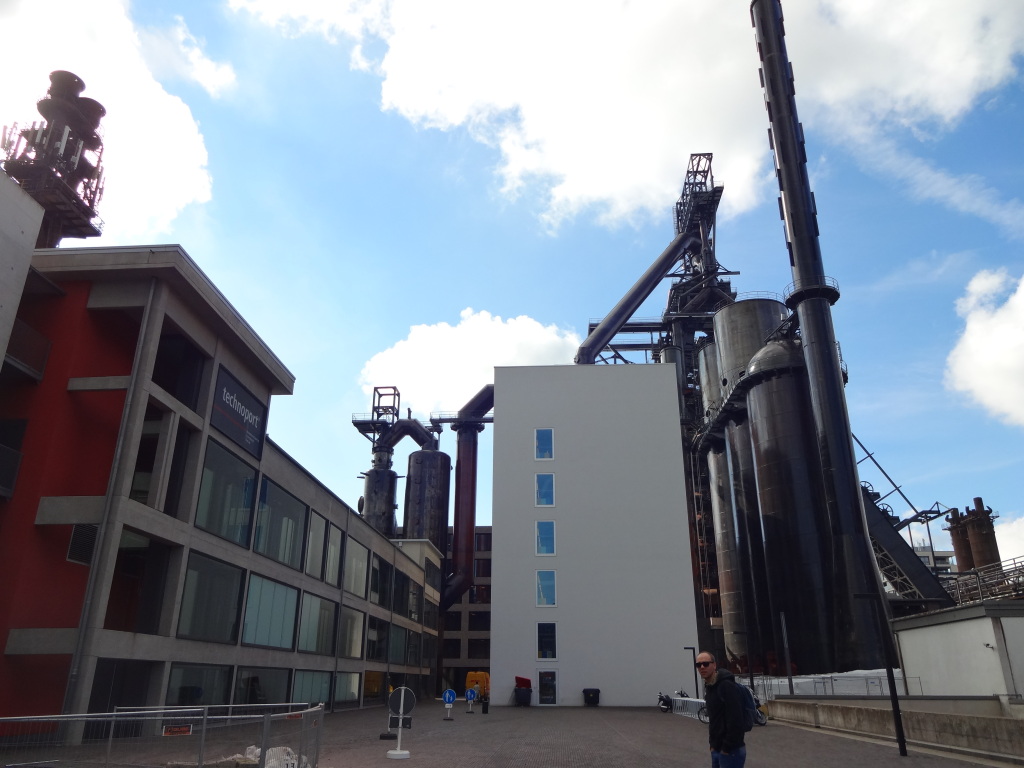 The new Luxembourg university opened while we were in town. It has been built literally around an old, derelict steel refinery, which makes for an amazing architectural contrast.